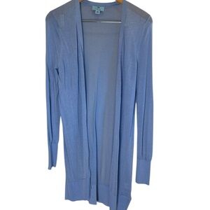 CeCe Women’s Cornflower Blue Lightweight Open Front Knit Cardigan Sweater sz M